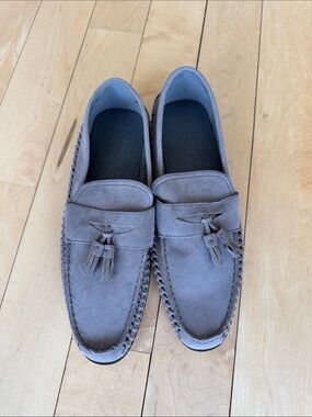 Boohoo Mens Gray Suede Tassel Loafers